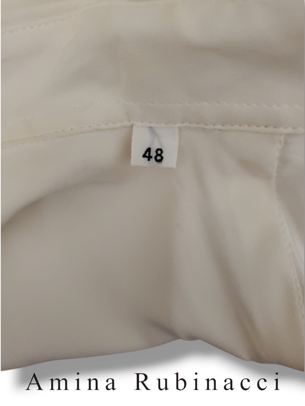Amina Rubinacci Italy Cream Ruffle Silk Blend Blouse Top IT 48 US 12 - Picture 5 of 11